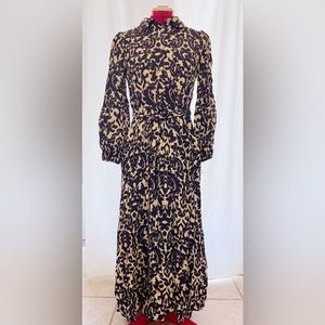 Zara tie belt, ikat print, maxi shirt dress